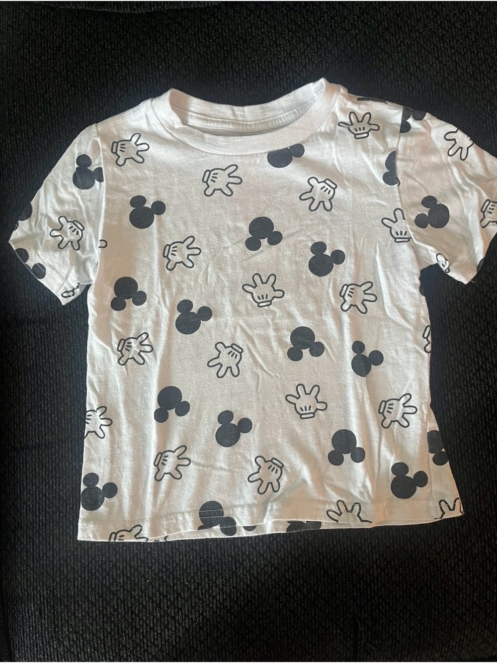 Disney White Short Sleeve Tee with Black Mickey Icons